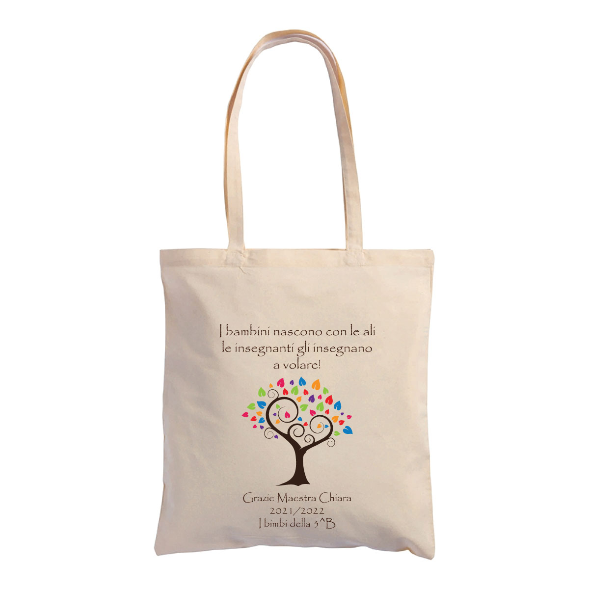 Shopping bag regalo maestra fine anno in cotone